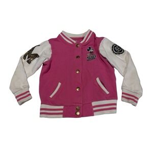 Disney Parks Girls Pink Mickey Mouse Varsity Jacket Disneyland Resort XS 6A